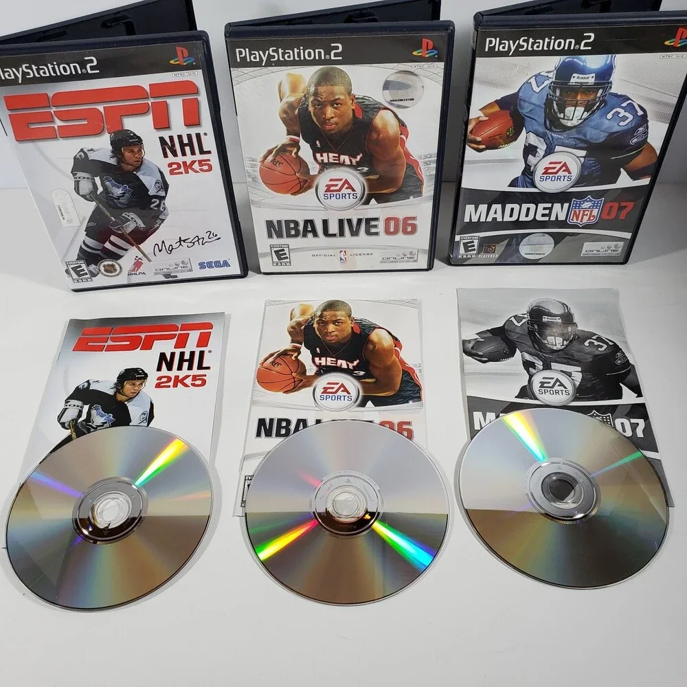 Lot of 3 PS2 Sports Games: ESPN NHL 2K5, NBA Live 06, Madden NFL 07